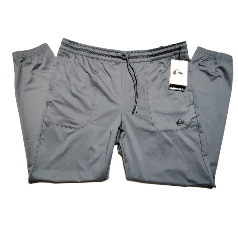 Quiksilver DryFlight Pants Men’s L Iron Gate Gray Stretch Moisture Wicking